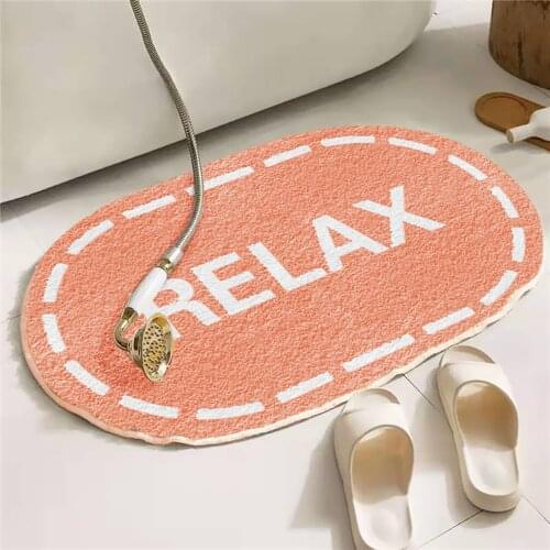 Oval Cartoon Carpet Bathroom Soft Plush Warm Carpet Water absorption Non-slip Entrance Door Absorbent Mat Door Cute Mat