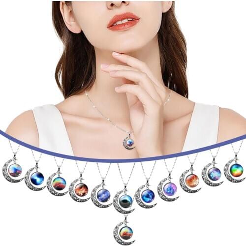 Otoky Valentines day love moon Lovers Necklace Necklace small pendant twelve stars Stone Pendant Necklace womens popular jewel
