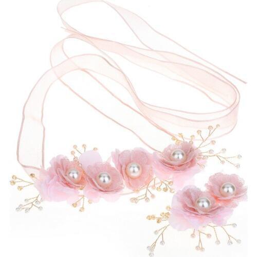 Handmade Lace White Pink Flower Wedding HairBand Tiara Headband Bridal Headpiece Prom Party Hair accessories Women Hair Jewelry