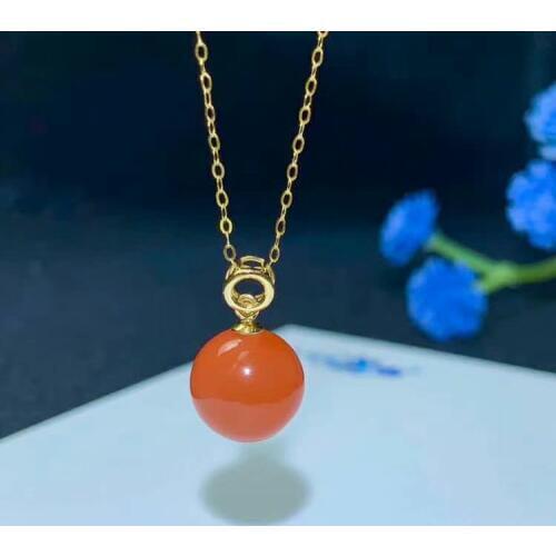 Shilovem 18K yellow Gold real Natural south Red agate pendants no necklace fine Jewelry classic gift plant gift mymz9.5-1066nh