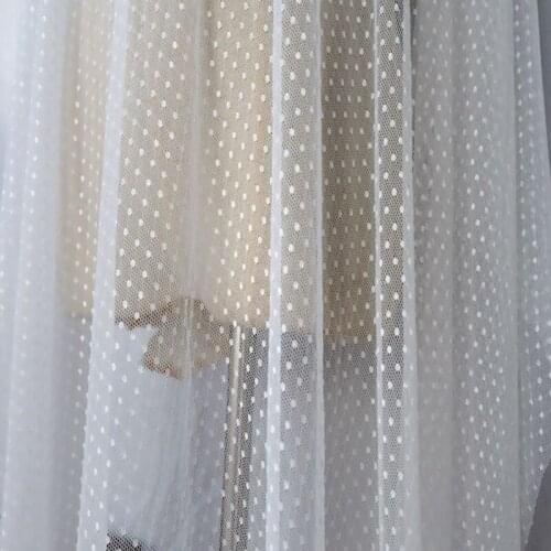 Wide 140CM High Quality Khaki White Mesh Gauze Point Stretch Fabric Cloth Manual DIY Clothing Accessories Veil Decoration