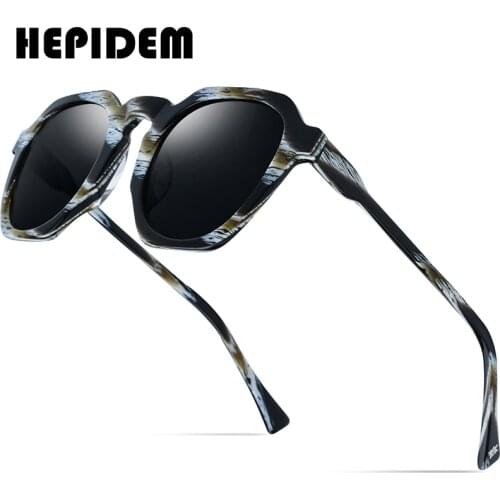 HEPIDEM Acetate Polarized Sunglasses Women 2019 New Vintage Retro Round Sun Glasses for Women Brand Design Big Oversize Sunglass