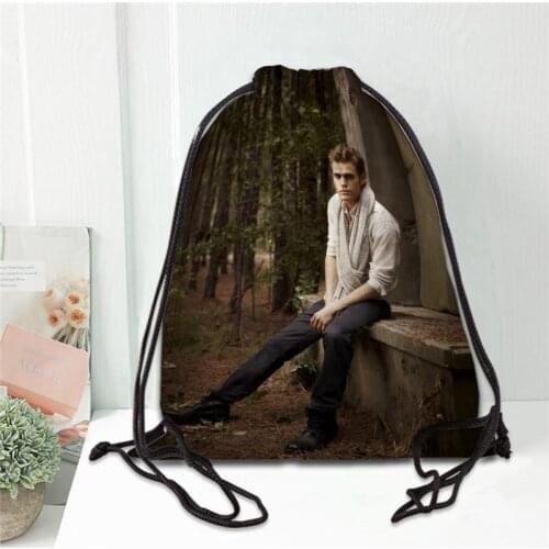 Paul Wesley Drawstring Bag Portable Lightweight Backpack Bag Travel Sport Outdoor Hiking Storage Bag Silk Fabric Bag 20201102