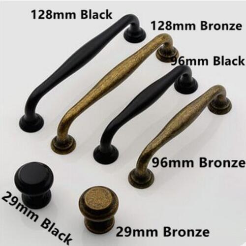 128mm Vintage distress rustico retro furniture handles bronze drawer cabinet knobs pulls 96mm black antique iron dresser handles