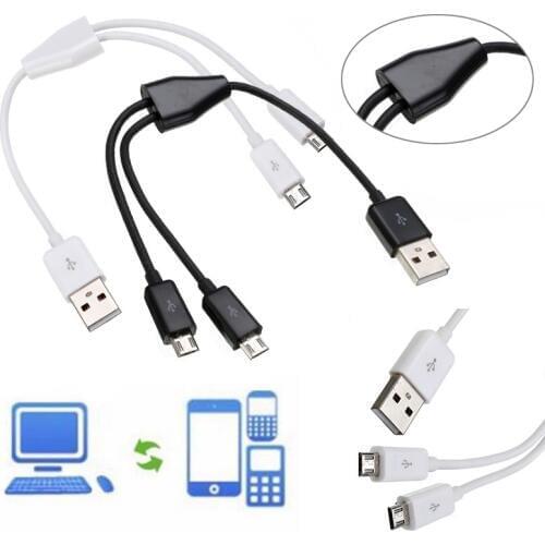 High Quality Black/White USB 2.0 to Dual 2 Micro USB 2.0 Male Y Splitter Data Charger Cable For Xiaomi Redmi Note Pro Data Cable