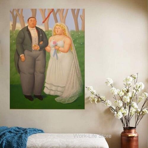 Funny Art Fat Couple Canvas Paintings By Fernando Botero Posters and Prints Living Room Wall Art Mural Picture Decoration