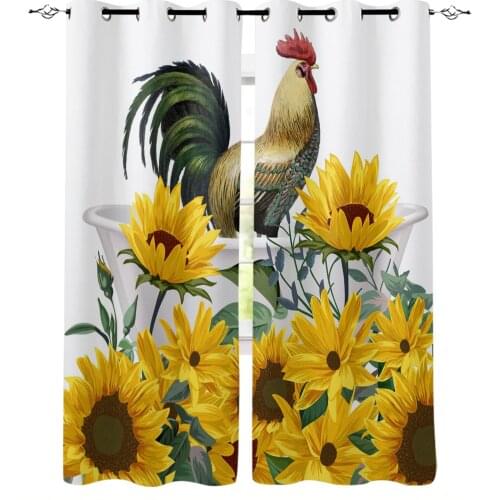 Animal Sunflower Rooster Bathtub Curtains For Living Room Bedroom Window Treatment Blinds Drapes Modern Kitchen Curtains