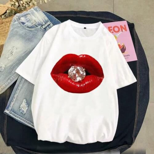 T-shirts Women Lips Love Fashion 90s Trend 2021 Spring Summer Clothes Graphic Tshirt Top Lady Print Female Tee T-Shirt