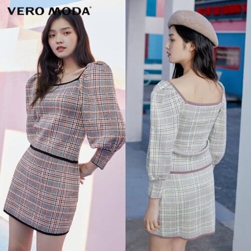 Vero Moda Women Vintage Square Neck Puff Sleeve Knit Top Sweater | 320324073