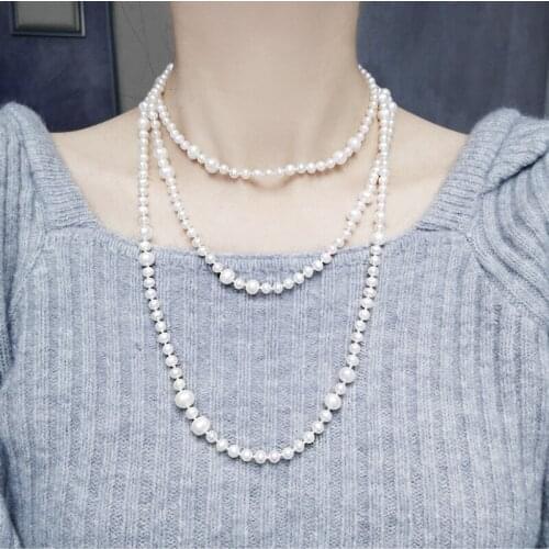160cm Freshwater Pearl Necklace Korea Vintage Long Sweater Chain For Women Jewelry Fashion Gifts 20201 New