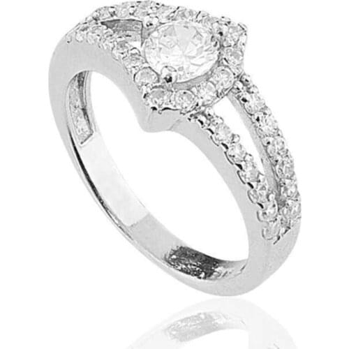 Womens Silver Solitaire Ring