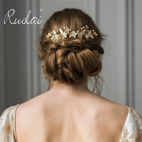 Gold Wedding Hair Comb Bridal Accessories Handmade Beaded Jewelry European Style Wedding Headpiece Crystal Vine HD54