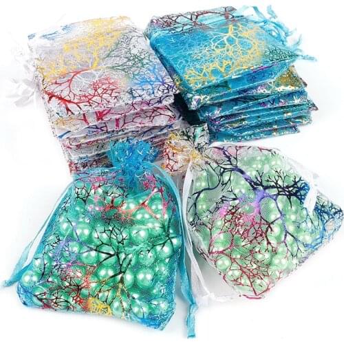 10/50PCS Colorful Organza Bags Jewelry Packaging Bags Christmas Decoration Wedding Favor Pouches & Drawstring Dragee Gift Bag