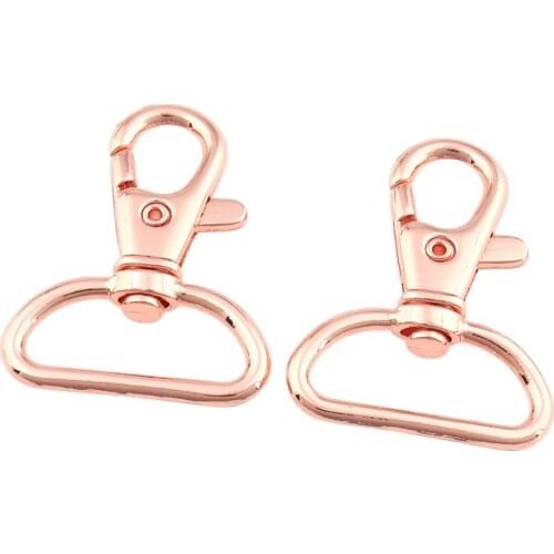 10PCSMetal Snap Hooks Lanyard Rotary Swivel Rose gold 25mm Outdoor Backpack Bag Parts Lobster Clasp Handmade Craft Accessory DIY