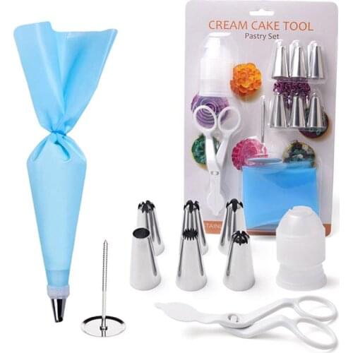 10Pcs Baking Nozzle Set Stainless Steel Silicone Pastry Bag Piping Bag Pastry Nozzle Tip Cake Nail Baking Tools Cocina Accesorio