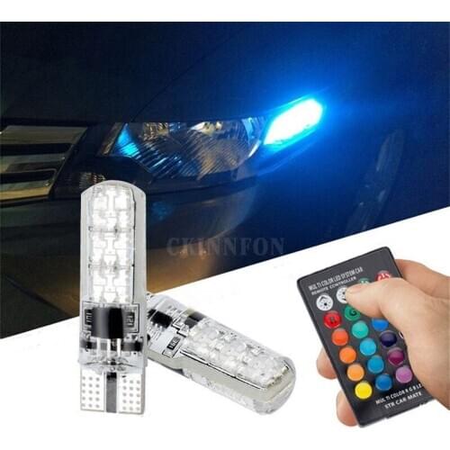 200Sets/Lot Hot 12V LED T10 5050 SMD Car RGB LED Interior Dome Wedge Reading Light Strobe Lamp Bulb With Remote Control