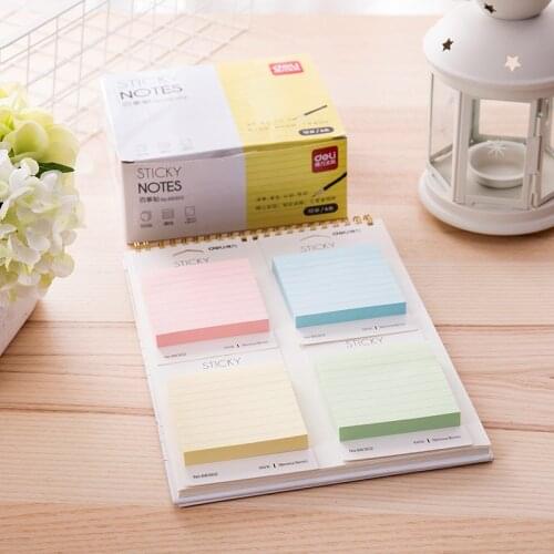 4Packs x 100 Sheet Sticky Note Message Strip Can Be Torn N Times Stickers With Lines Colors School Office Home Paper Note 66302
