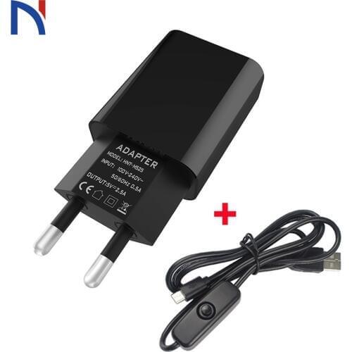 DC 5V 2.5A Power Supply EU Power Charger Adapter Supply Micro USB Charging Cable with Switch For Arduino Raspberry Pi 3 2