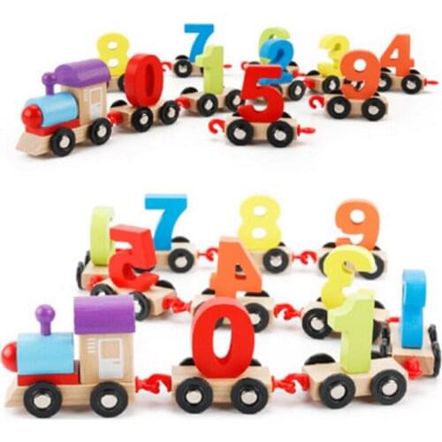 Kids Wooden Toys Mini Digital Train Wooden Alphabet Number Children Educational Building Block Toys Railway Toys For Children