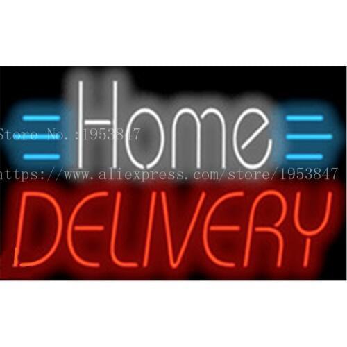 Home Delivery Business Neon sign Real Glass Tube Bulbs Light Bar Beer Decoration Custom Signs Store Shop Signboard 17"x14"