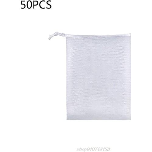 50Pcs Double Layer Exfoliating Mesh Soap Saver Pouch Bubble Foam Net Handmade Soap Mesh Bag Body Facial D17 20 Dropshipping