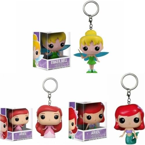 With original box Pocket Princess Keychain Action Figure Toys Tinker Bell Ariel Action Figure Toy