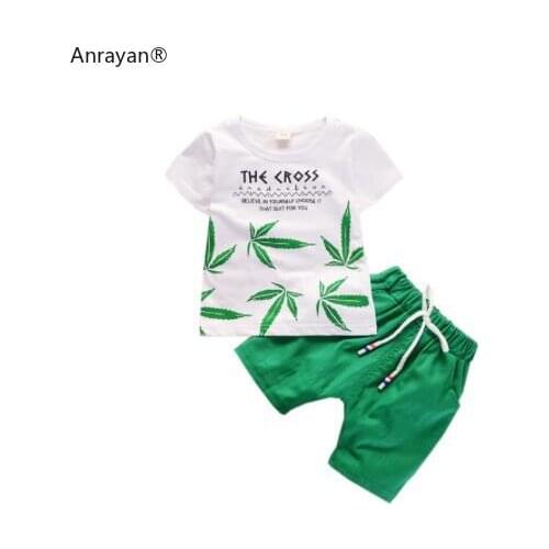 NEW Summer Children Boys Girls Clothing Sets Kids Leaf T-Shirt Shorts SET Toddler Leisure Sport Suits Baby Cotton Tracksuits