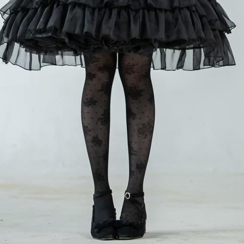 Gothic Style Retro Punk Rose Ceremony Lolita Pantynose Summer Sexy White Black Cosplay Tights Long Socks JK Uniform Stocking