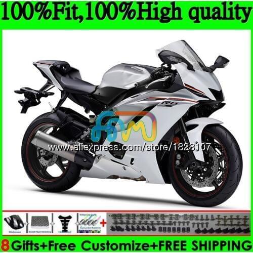 Injection OEM For YAMAHA YZF600 YZF R6 YZFR6 17 18 19 118BS.21 YZF 600 R 6 YZF-600 YZF-R6 Silver white 2017 2018 2019 Fairings