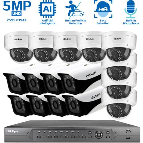 POE Dome Camera System Set 4K 8CH Outdoor Waterproof 5MP 16CH POE NVR Kit CCTV Security IP Camera Video Surveillance System Kit