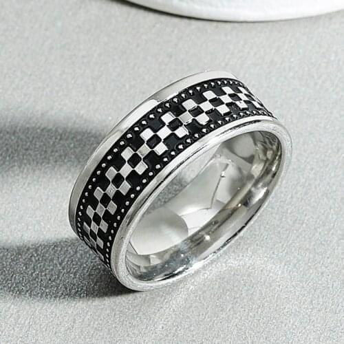 8mm Vintage Stainless Steel Ring Cross Square Finger Rings For Men Women Jewelry Anime Fans