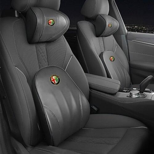 For Alfa Romeo Giulietta MITO 4C 159 147 156 GT Giulia Stelvio Auto Tuning Accessories Car Headrest Seat Cotton Back Pillow Set