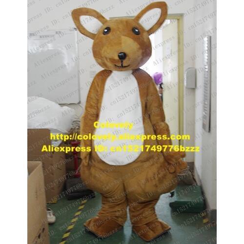 Lovely Brown Kangaroo Mascot Costume Mascotte Bandicoot Roo Cosnel With White Belly Big Strong Legs Adult No.1434 Free Shipping