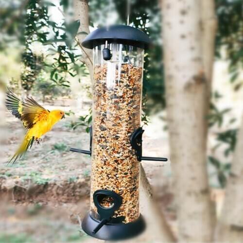 Lightweight Transparent Bird Feeder, Tube Shaped ing Bird Feeder for Garden Yard Decoration (1.5lb)