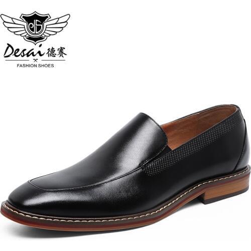 DESAI Mens Loafers Shoes Top Quality Easy Wear Genuine Mens Men Casual Natural Leather Loafers 2020 Brown Black