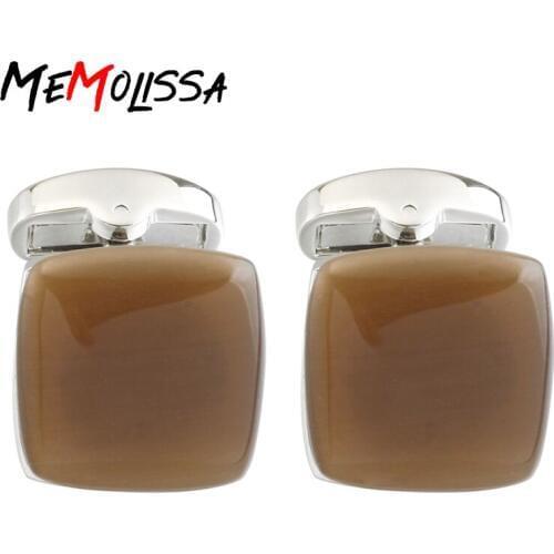 MeMolissa Shirt Cufflinks for mens Brown Color Opal Design Business Wedding Party Suit Accessaries Cuff Links Wholesale