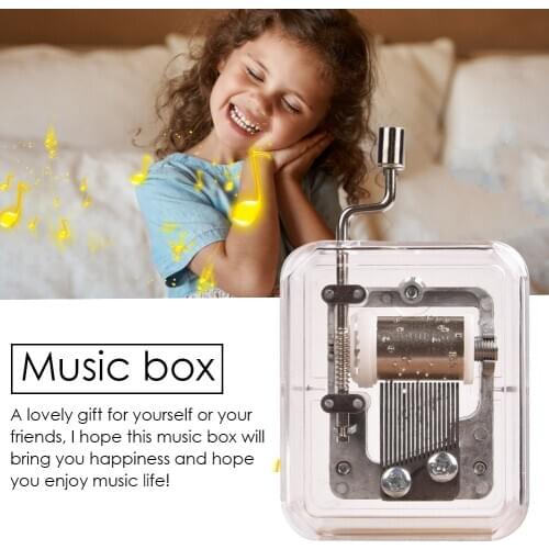 Mini Hand Cranked Music Box Transparent DIY Music Box For Gifts For Elise, Castle In The Sky, Happy Birthday, Jingle Bell