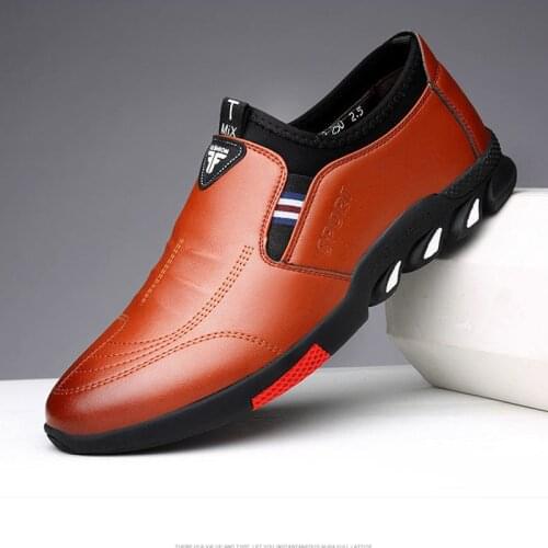 2021 Spring and Summer New Business Casual Leather Shoes Mens Breathable Fashion Lace-up Shoes Soft Sole Pedal Tide Shoes