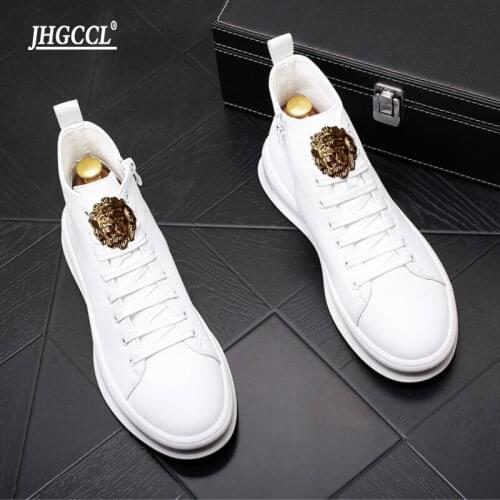 New Designer style thick sole high top board shoe, Korean edition tide Martin casual short boot white cowboy boots b57