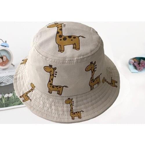 Spring Autumn Childrens Bucket Hats Cartoon giraffe Sun Hat Girls Boys Outdoor Beach Hat Camping Fishing Cap Casual Panama Cap