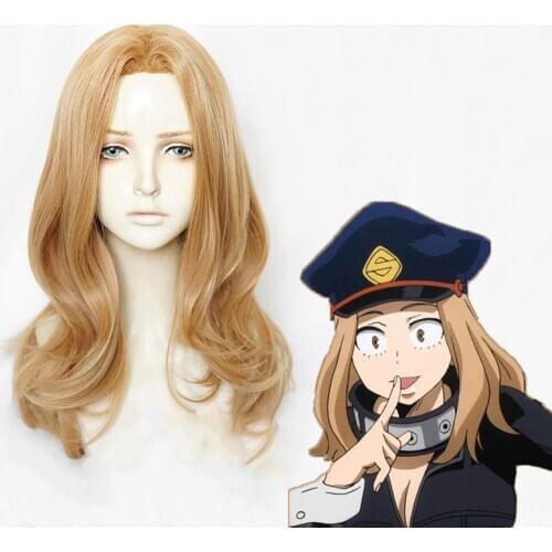 Anime My Hero Academia Utsushimi Kemy Wig Cosplay Long Brown Curly Heat Resistant Synthetic Hair Wig + Wig Cap