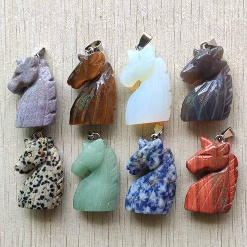 Fashion natural stone mix carved animal unicorn charms pendants for jewelry making 8pcs/lot wholesale free shipping