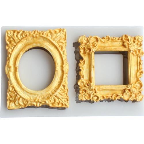 Fondant Cake Vintage Mirror Frame Silicone Molds Cooking Tools Chocolate Cupcake Decorating Tools