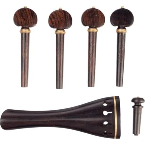 Durable Ebony 4/4 Violin Accessories Kit Tailpiece Tuning Peg End Pin