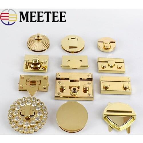 Meetee 2pcs Metal Clasp Turn Twist Lock Spring Buckle for DIY Handbag Bag Purse Hardware Closure Bags Parts Leather Accessories