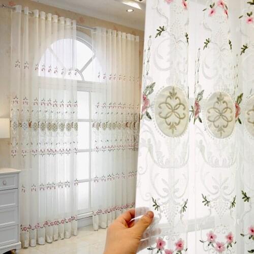 French Romantic Window Curtain Decoration Tulle Curtain Luxury Floral Embroidery White Curtain For Living Room Custom Size#4
