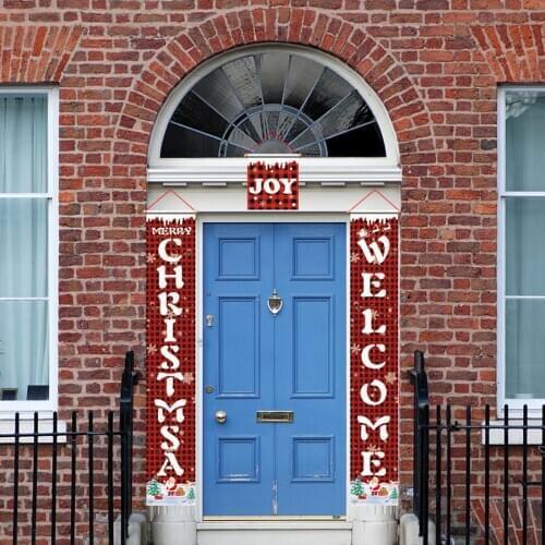 Merry Christmas Banners,Large Size Front Door Merry Christmas Porch Sign Red Hanging Banners New Year Outdoor Indoor Christmas