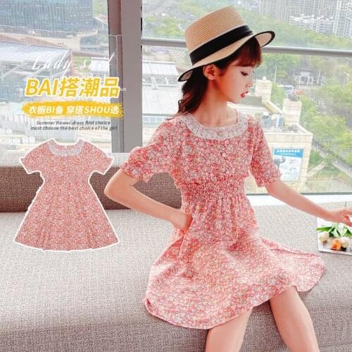 Patchwork Printing Kids Dress Summer 2021 Floral Girl Ruffle Dress Childrens Fashion Cosy Casual Clothing Princess Dresses