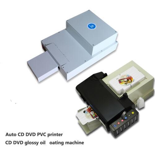 Cheapest auto CD DVD PVC printer with 1 set glossy oil coating machine Doggy for sale