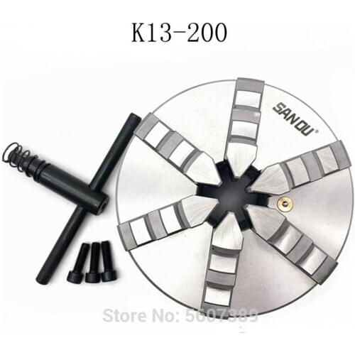 SANOU K13-200 200mm 8 Inch 6 Jaw Lathe Chuck Self Centering Hardened Reversible Mounting Tool for Drilling Milling Woodworking